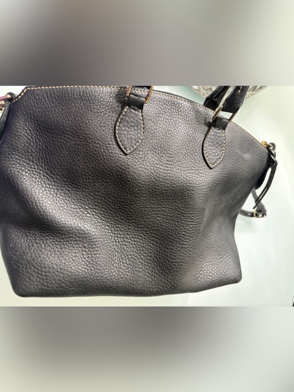 Dooney & Bourke Black Pebble Leather Satchel with Shoulder Strap - Picture 11 of 15